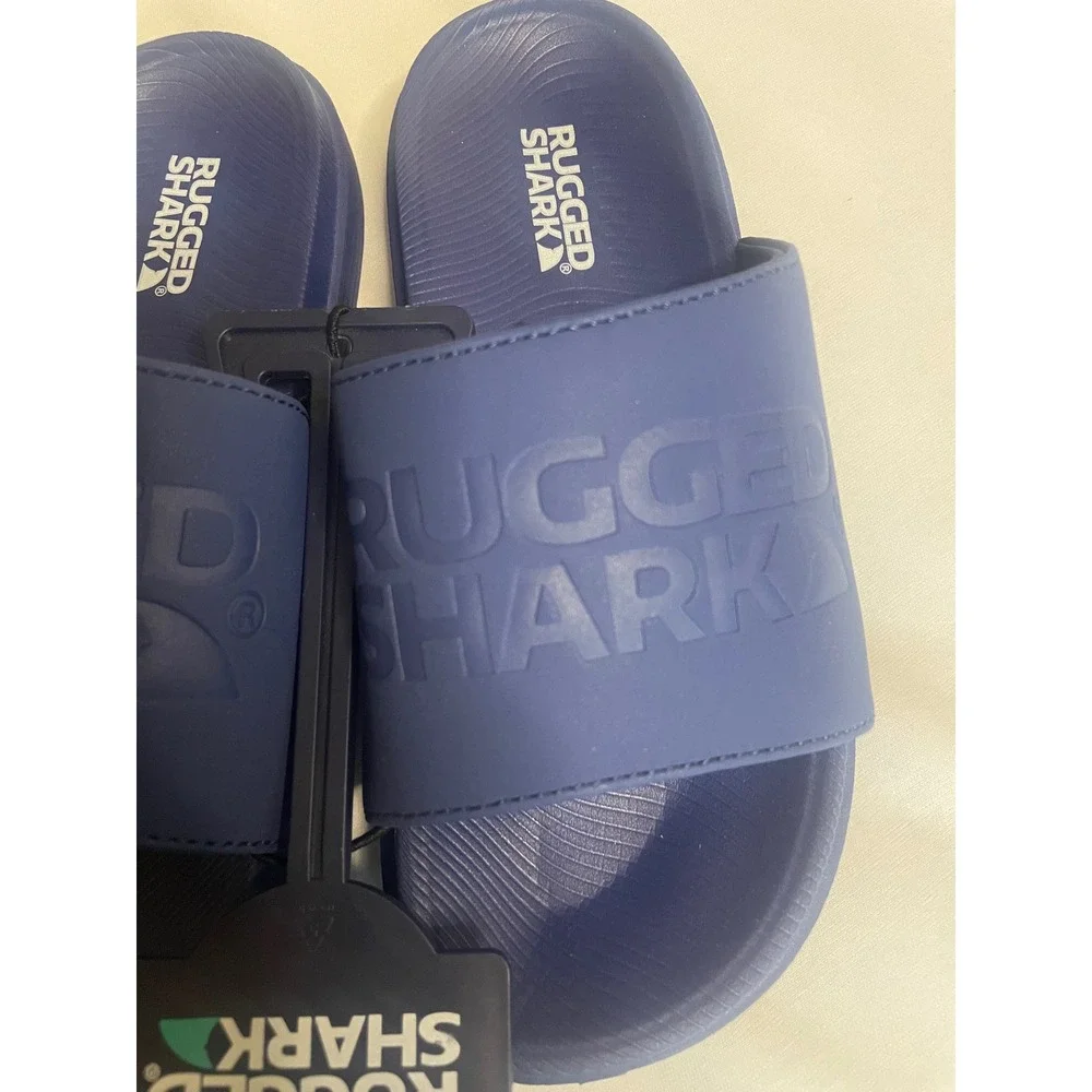 Rugged Shark Boys Navy Blue Slide Sandals Pool Shoes Size 13 NEW